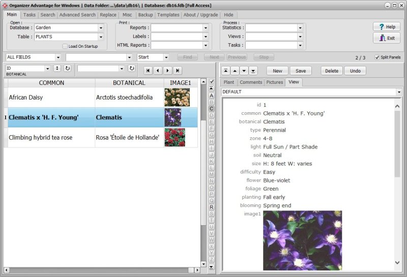 Garden Plant Cataloging Software for Windows PCs view